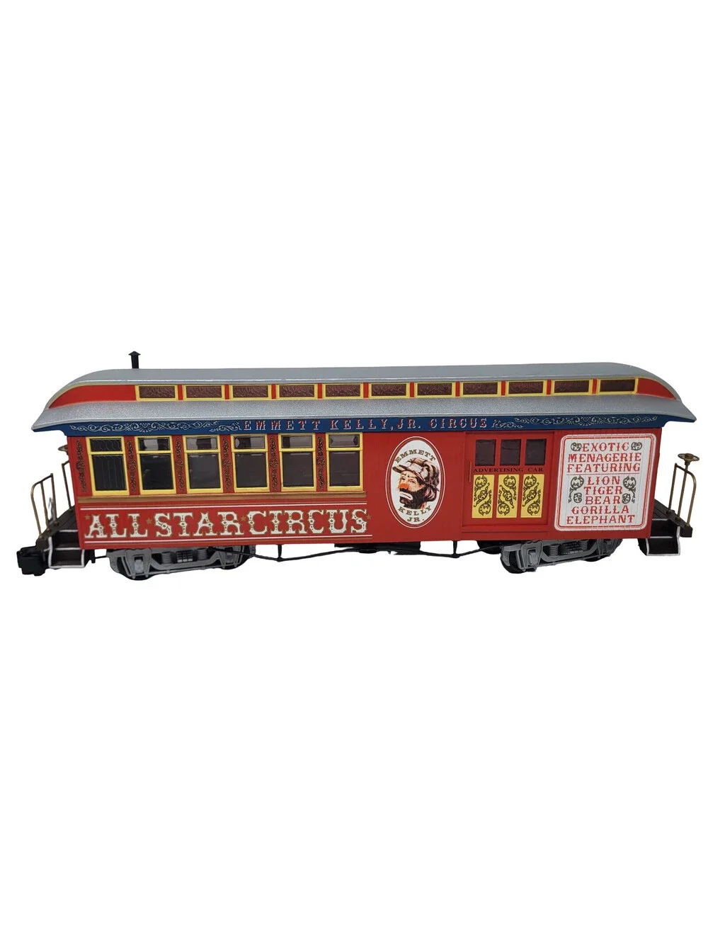 Bachmann G Scale Emmett Kelly Jr Circus Advertising Combine Car 19in